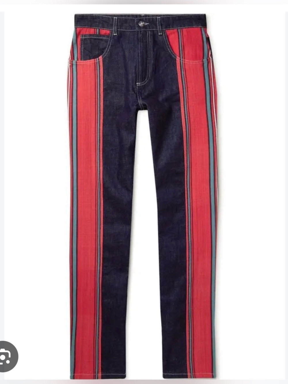 Wales Bonner Men’s Jeans with Red Stripe Panels XS 28